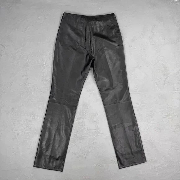 Vintage Lucky Leather Black Leather Straight Leg Pants Women's 8 - Picture 5 of 6